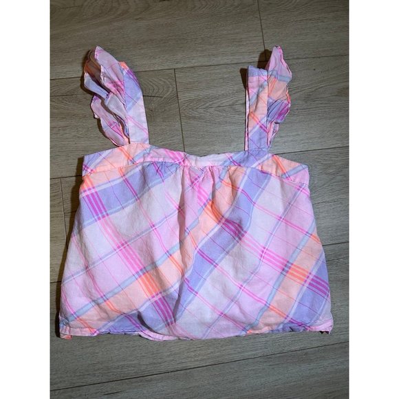 Lilly Pulitzer Reyna Pink Isle Madras Ruffled Tank Top Medium - Picture 1 of 5